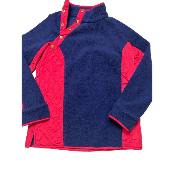 Sail to Sable Red Navy Quilted Pullover Womens Size Small Gold Detail - Picture 1 of 7